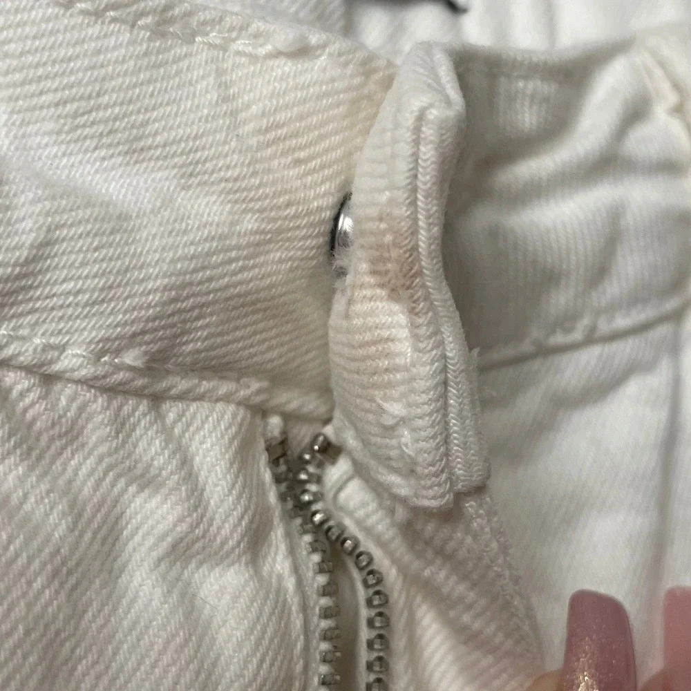 Zara‎ Jeans Womens Size 6 White High Rise Wide Leg Cropped Culotte Front Seam
